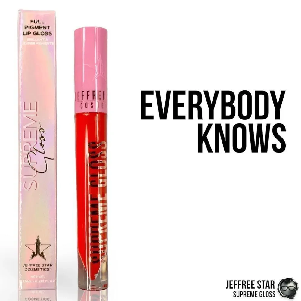 JEFFREE STAR EVERYBODY KNOWS SUPREME GLOSS FULL PIGMENT LIP COLOR IN RED ORANGE